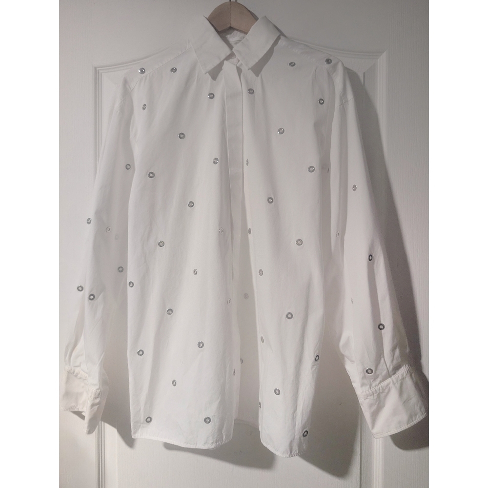 SPORTMAX | Elio eyelet-embellished cotton-poplin shirt In White - Picture 4 of 12